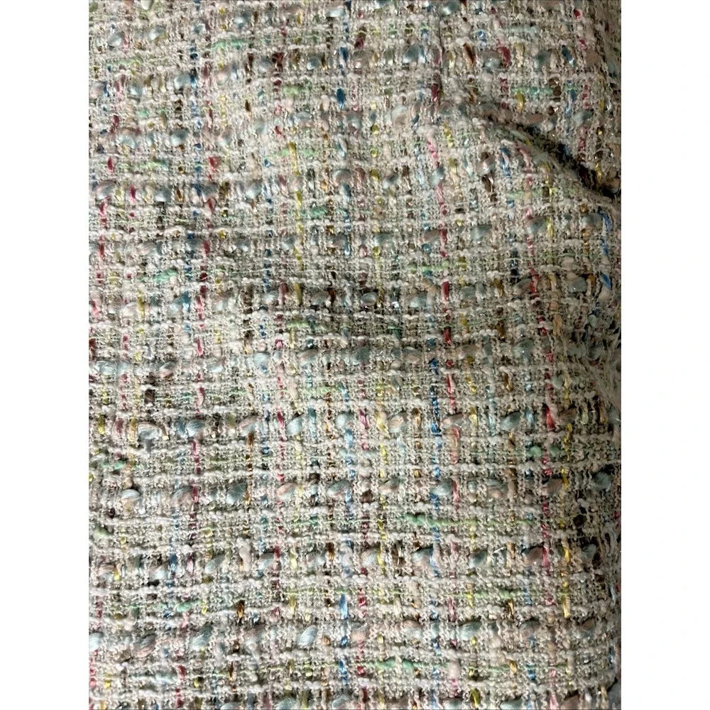 Tahari 2 Pc Boucle Tweed Skirt Suit Set Size 12 Sequin Trim Pastel Career - Picture 14 of 16